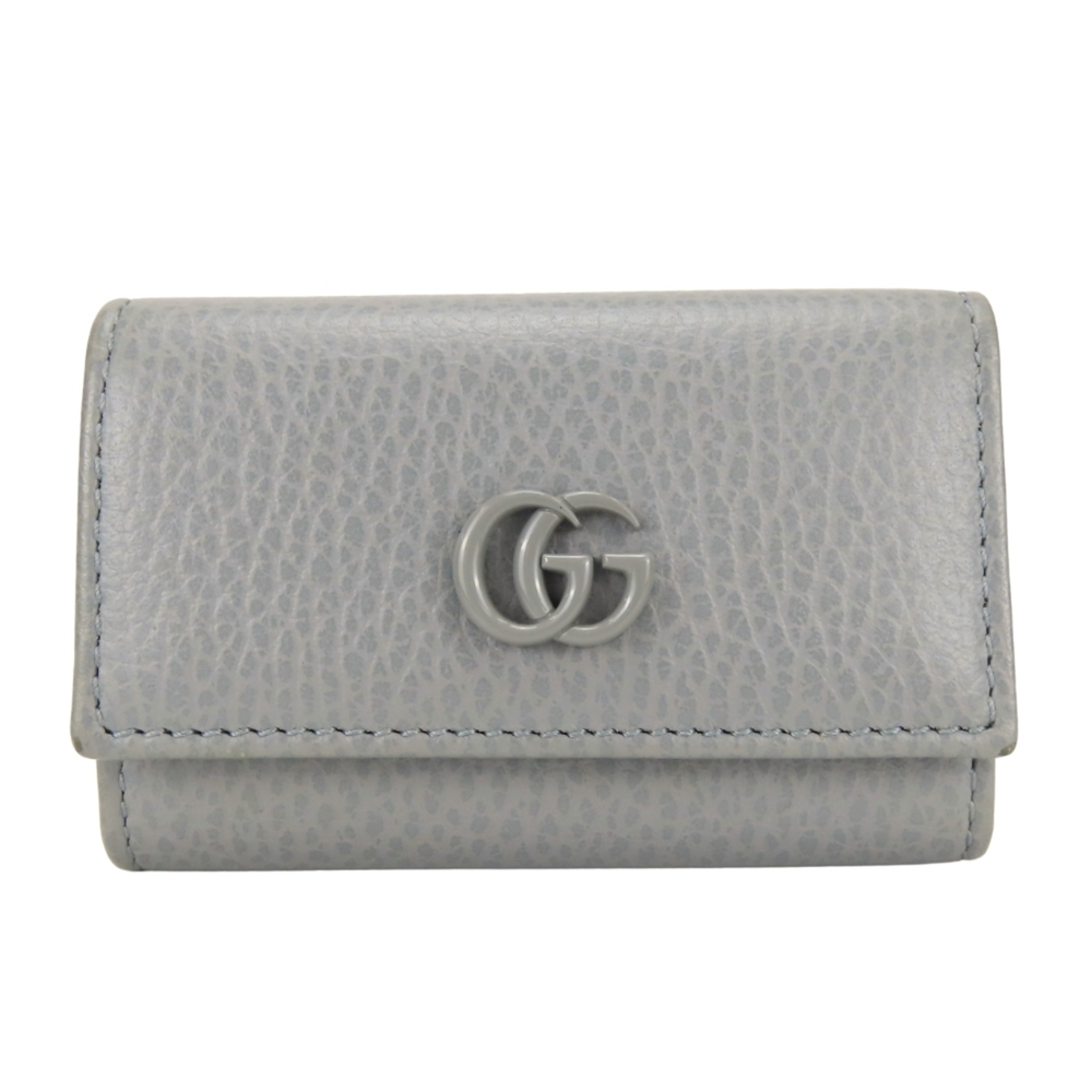 Gucci GG Marmont Key Case 456118 Leather Gray 6-Key Holder for Women GUCCI